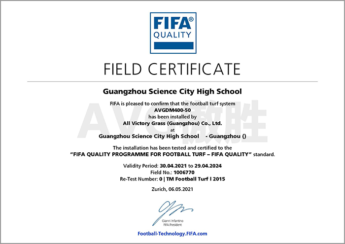 fifa認證證書
